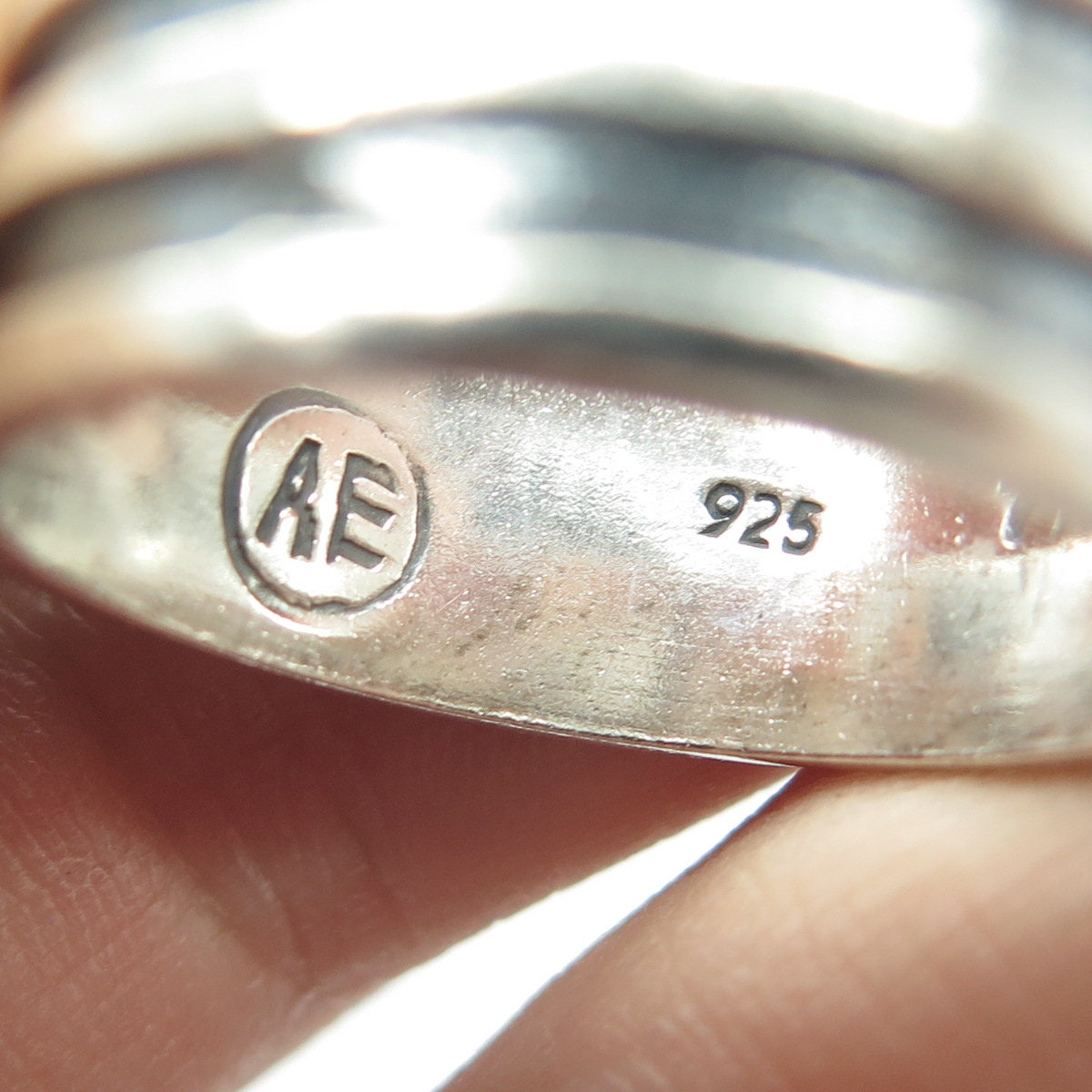 AMERICAN EAGLE 925 Sterling Silver Vintage Lined Oxidized Band Ring Size 11