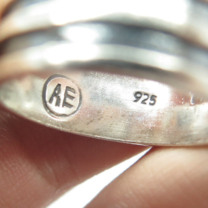AMERICAN EAGLE 925 Sterling Silver Vintage Lined Oxidized Band Ring Size 11