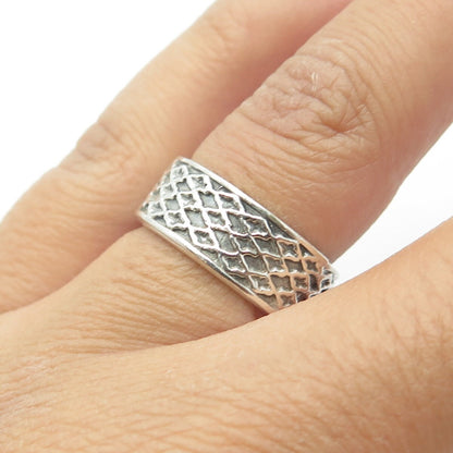 925 Sterling Silver Vintage Mesh Band Ring Size 6.25