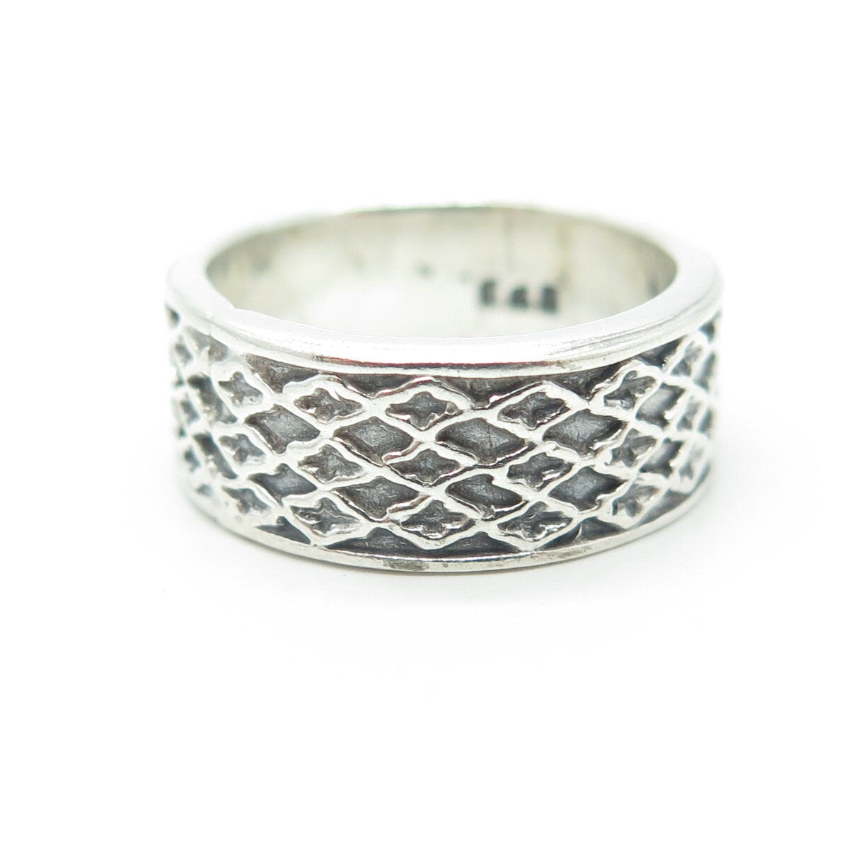 925 Sterling Silver Vintage Mesh Band Ring Size 6.25