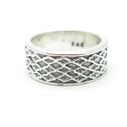 925 Sterling Silver Vintage Mesh Band Ring Size 6.25
