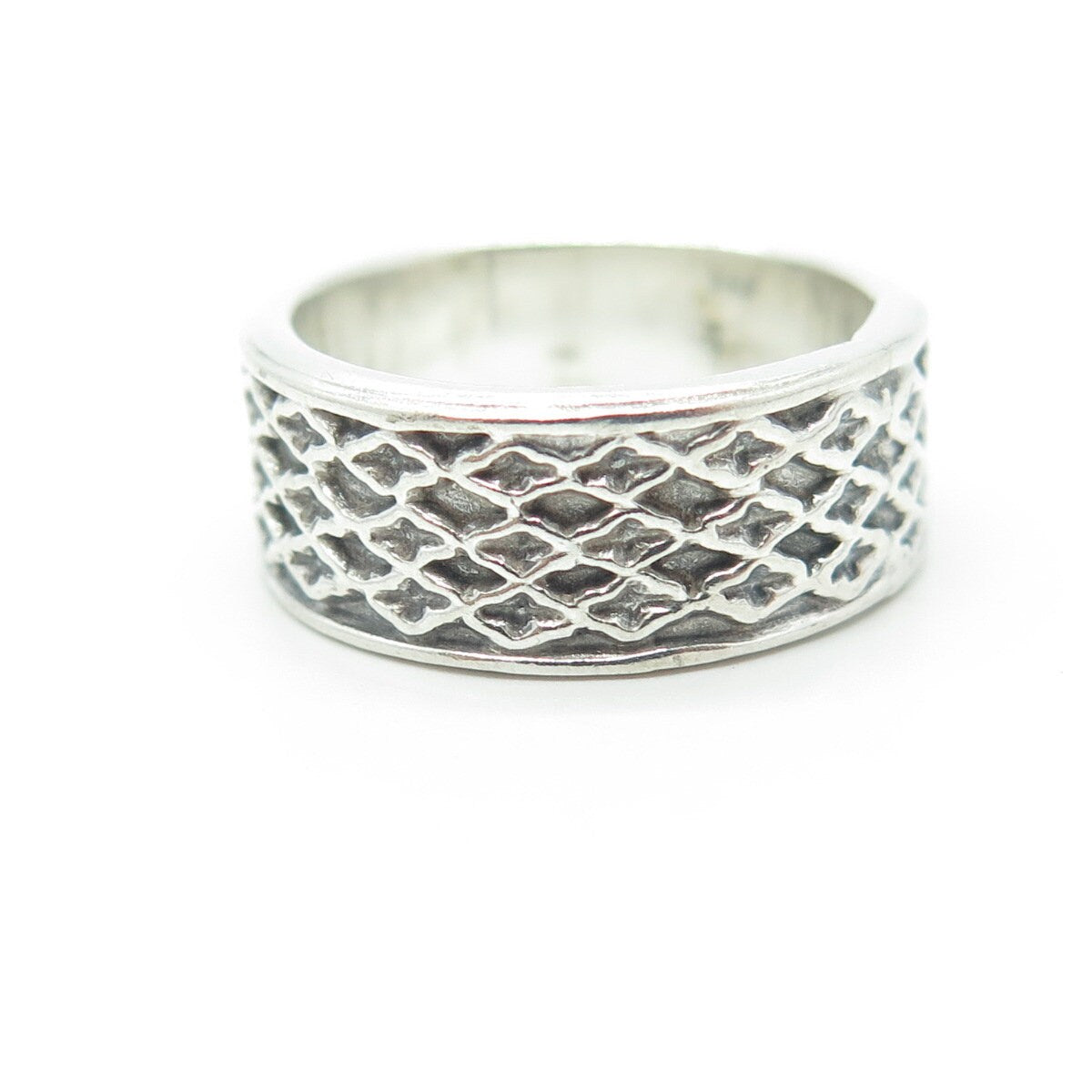 925 Sterling Silver Vintage Mesh Band Ring Size 6.25