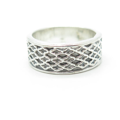 925 Sterling Silver Vintage Mesh Band Ring Size 6.25