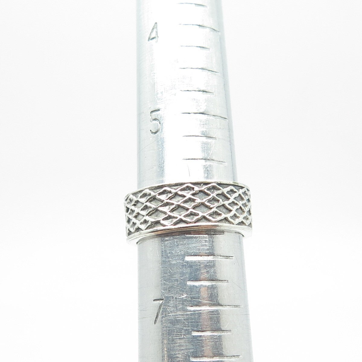 925 Sterling Silver Vintage Mesh Band Ring Size 6.25