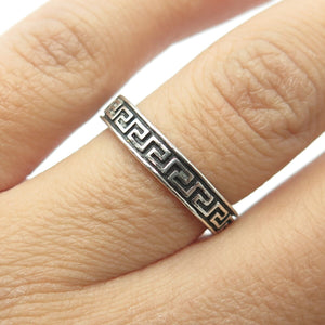 925 Sterling Silver Vintage Greek Maze Oxidized Band Ring Size 7.25
