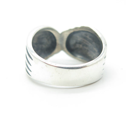 925 Sterling Silver Vintage Oxidized Wings Bypass Ring Size 6