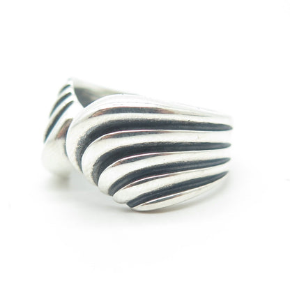925 Sterling Silver Vintage Oxidized Wings Bypass Ring Size 6