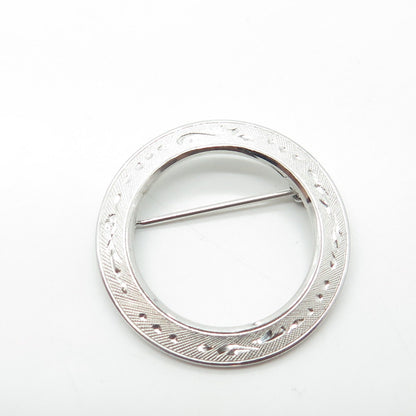 MARVEL JEWELRY 925 Sterling Silver Vintage Engraved Circle Pin Brooch