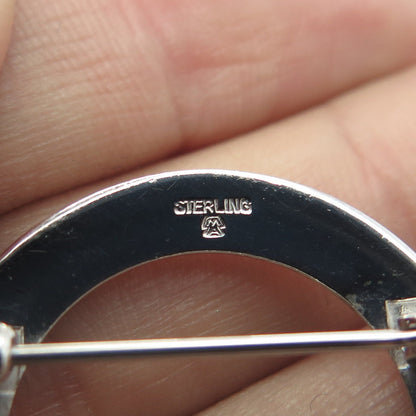 MARVEL JEWELRY 925 Sterling Silver Vintage Engraved Circle Pin Brooch