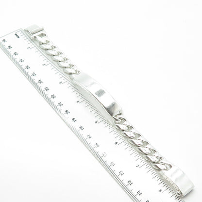 925 Sterling Silver Vintage Mexico Solid 96.9g ID Cuban Link Bracelet 8"