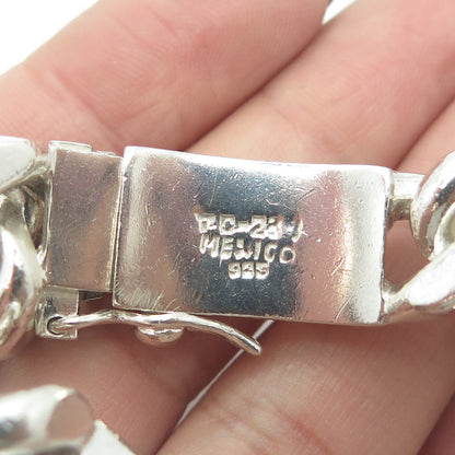 925 Sterling Silver Vintage Mexico Solid 96.9g ID Cuban Link Bracelet 8"