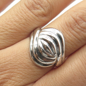 CHAPAL ZENRAY 925 Sterling Silver Vintage Ribbed Bypass Ring Size 8