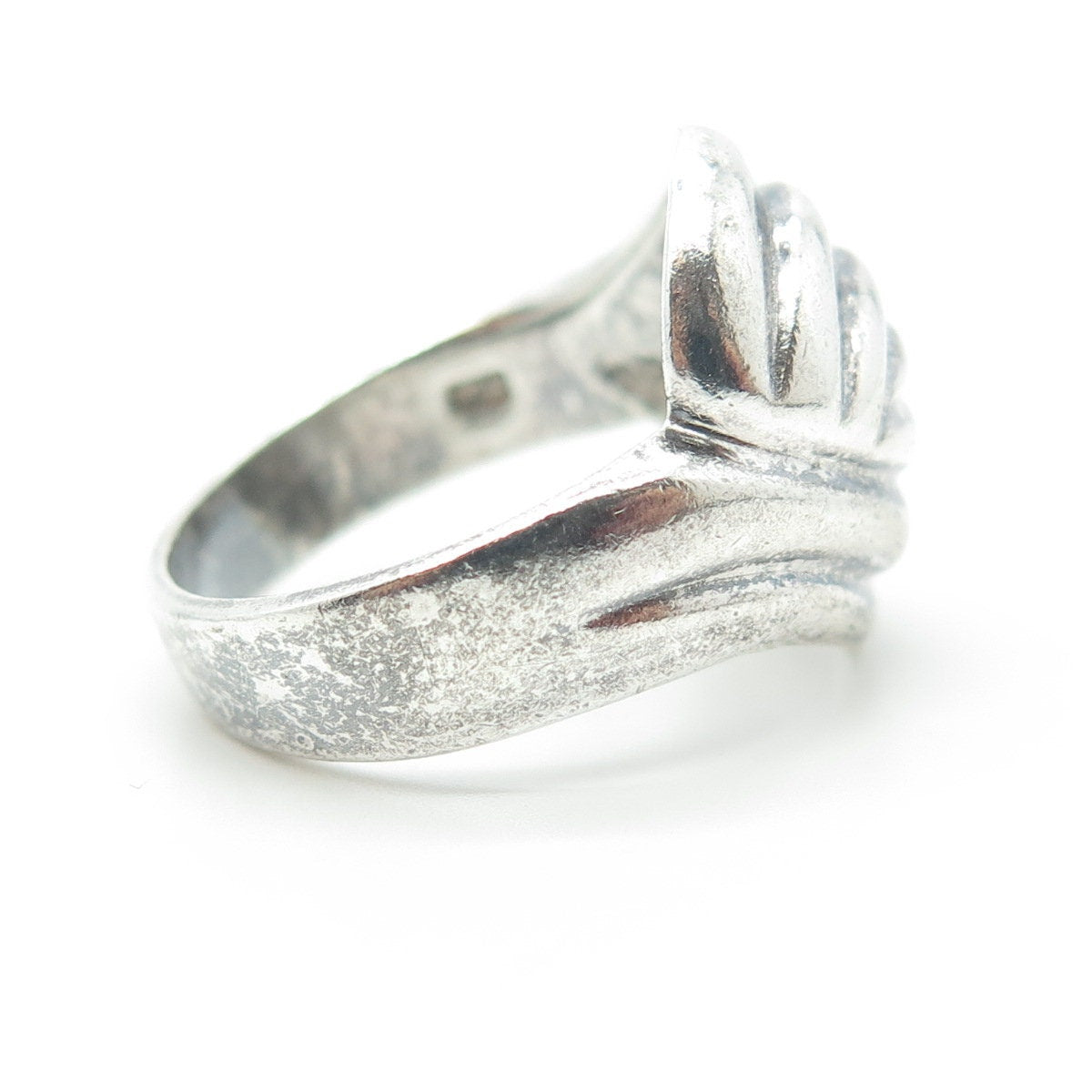CHAPAL ZENRAY 925 Sterling Silver Vintage Ribbed Bypass Ring Size 8