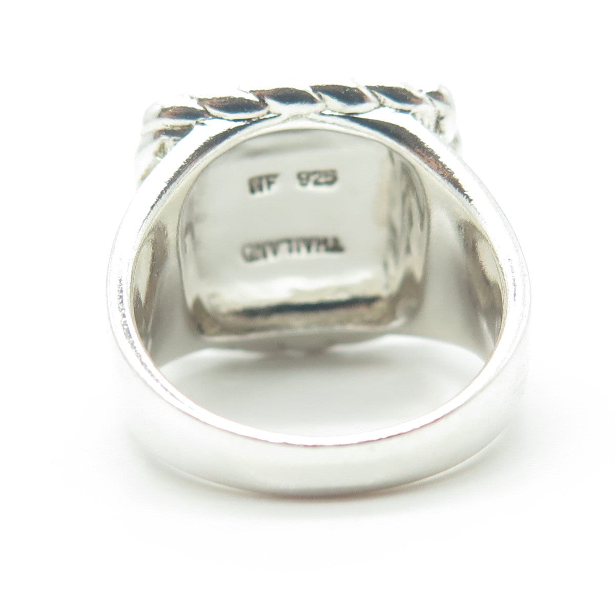 CHAPAL ZENRAY 925 Sterling Silver Vintage Hammered Finish Square Ring Size 7.25