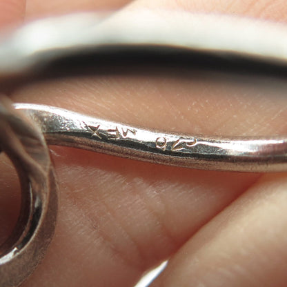 925 Sterling Silver Vintage Mexico Modernist Twisted Hook Ring Size 8.25
