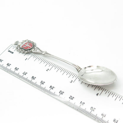 FRITZ REU & CO. 800 Silver Vintage Enamel Frankfurt Germany Coffee Spoon