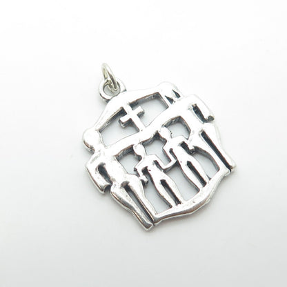 SUNDANCER Jewelry Co. 925 Sterling Silver Vintage Family in Church Pendant