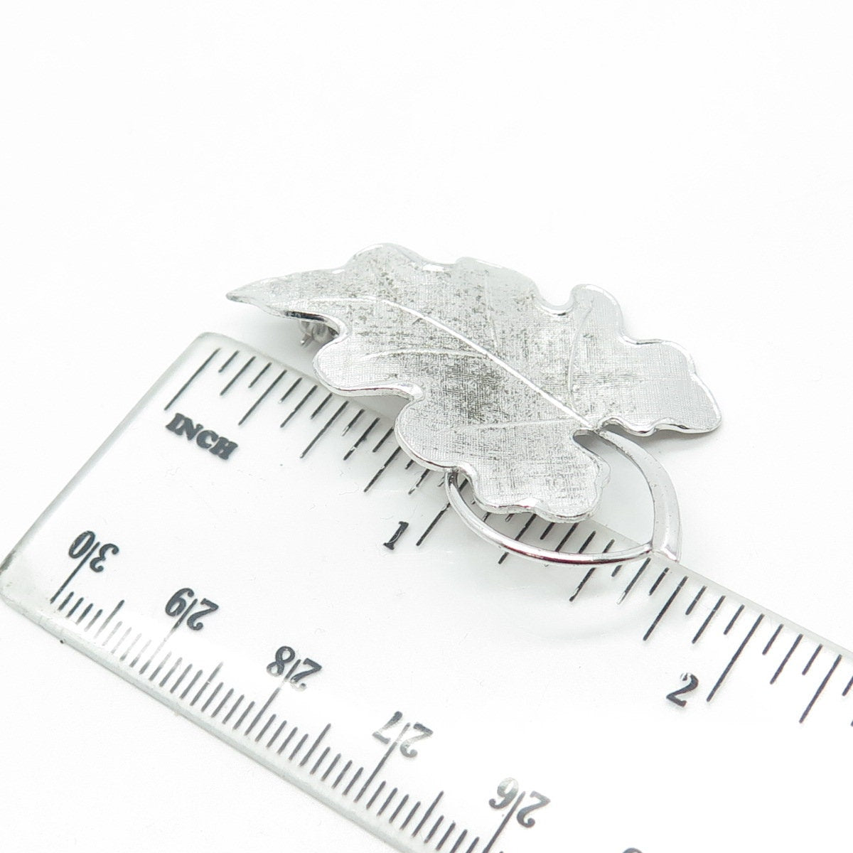 CARL ART 925 Sterling Silver Vintage Textured Leaf Pin Brooch
