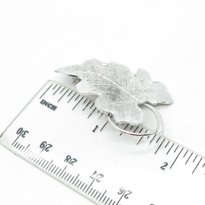 CARL ART 925 Sterling Silver Vintage Textured Leaf Pin Brooch
