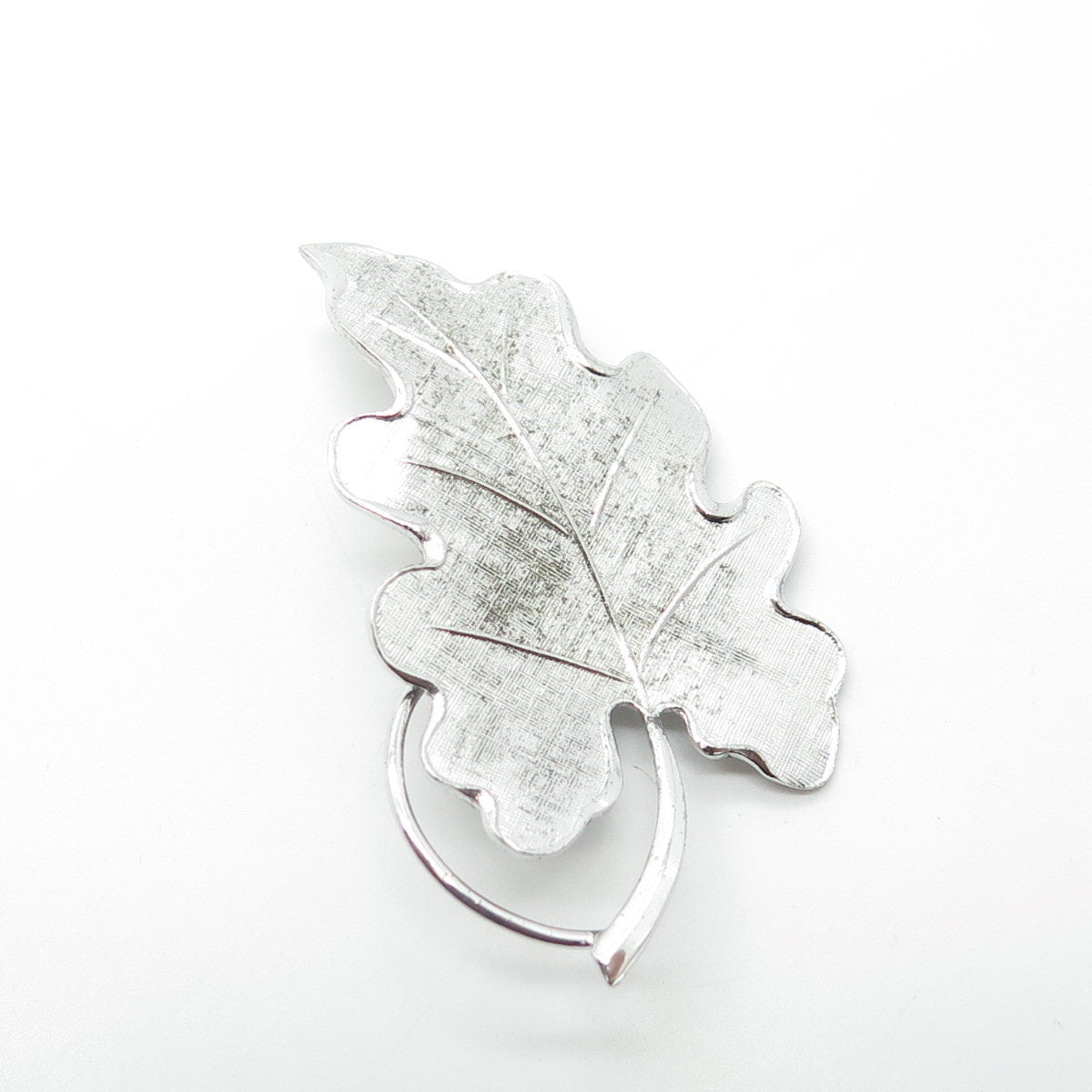 CARL ART 925 Sterling Silver Vintage Textured Leaf Pin Brooch