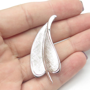 925 Sterling Silver Vintage Textured Leaf Pin Brooch