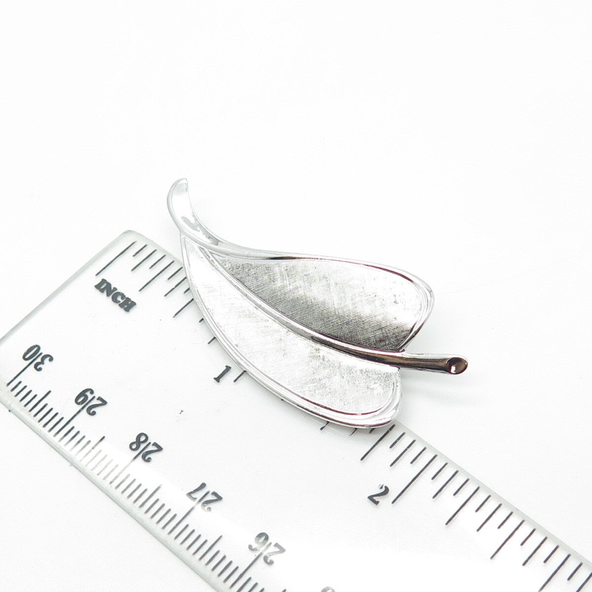 925 Sterling Silver Vintage Textured Leaf Pin Brooch