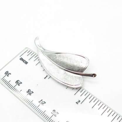 925 Sterling Silver Vintage Textured Leaf Pin Brooch