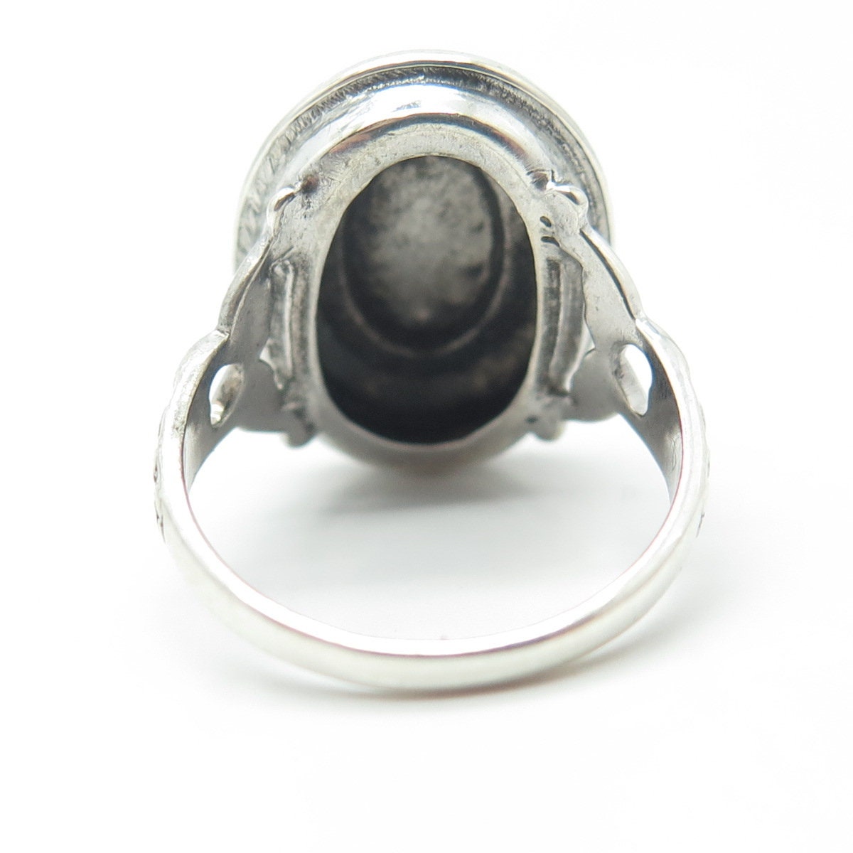 UNCAS 925 Sterling Silver Antique Art Deco Real Marcasite Heart Ring Size 5.75