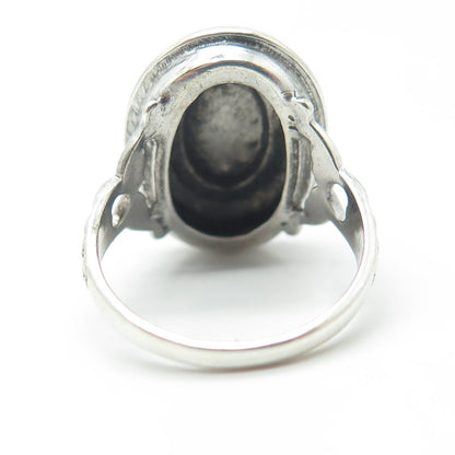 UNCAS 925 Sterling Silver Antique Art Deco Real Marcasite Heart Ring Size 5.75