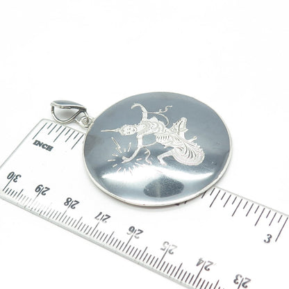 AMFARCO 925 Sterling Silver Vintage Siam Niello Hindu Goddess Pendant