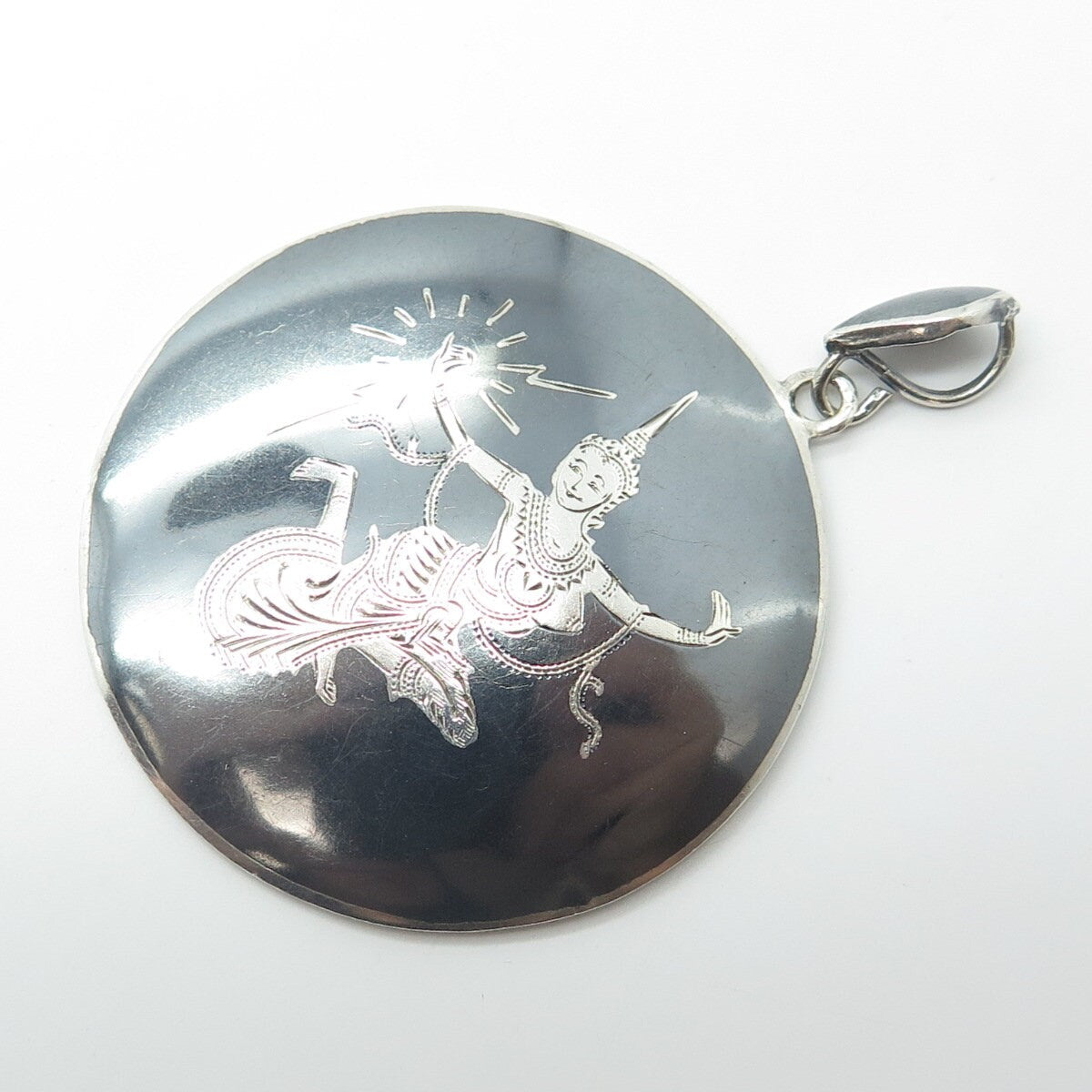 AMFARCO 925 Sterling Silver Vintage Siam Niello Hindu Goddess Pendant