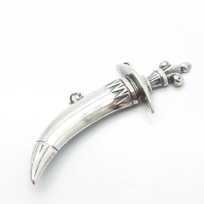 925 Sterling Silver Antique Art Deco Dagger / Knife Pin Brooch / Pendant