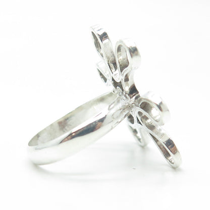 925 Sterling Silver Vintage Modernist Wide Ring Size 9.75