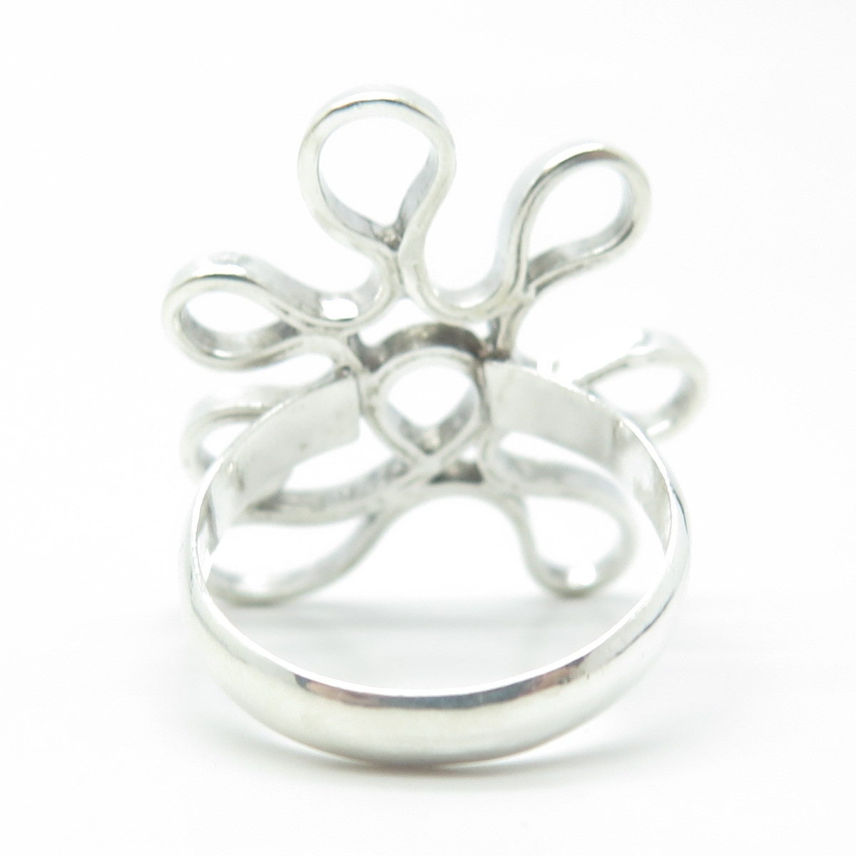 925 Sterling Silver Vintage Modernist Wide Ring Size 9.75