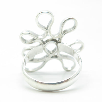 925 Sterling Silver Vintage Modernist Wide Ring Size 9.75