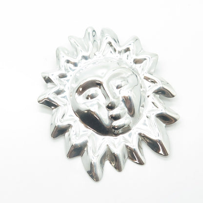 925 Sterling Silver Vintage Mexico Sun Face Pin Brooch