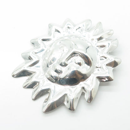 925 Sterling Silver Vintage Mexico Sun Face Pin Brooch