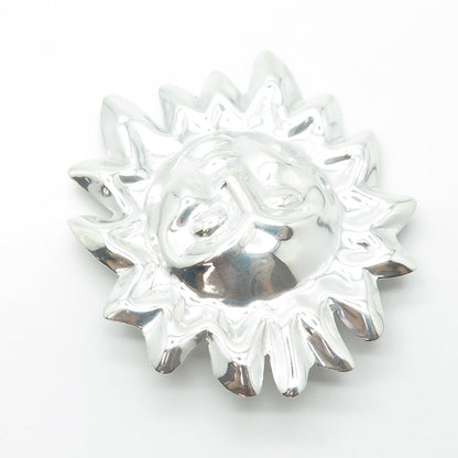925 Sterling Silver Vintage Mexico Sun Face Pin Brooch