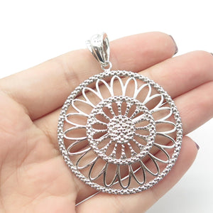 925 Sterling Silver Vintage Italy Milor Ornate Round Pendant