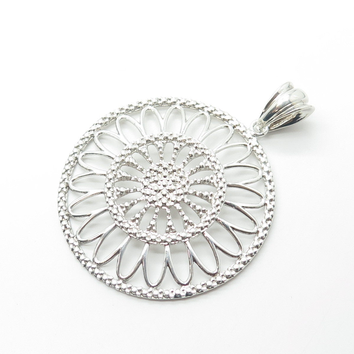 925 Sterling Silver Vintage Italy Milor Ornate Round Pendant