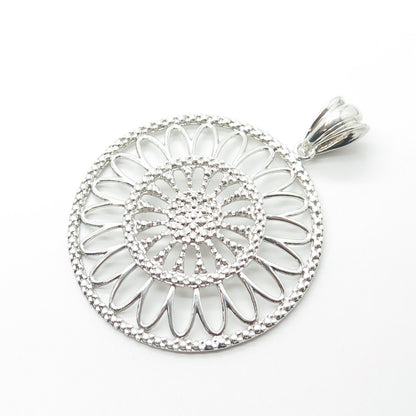 925 Sterling Silver Vintage Italy Milor Ornate Round Pendant
