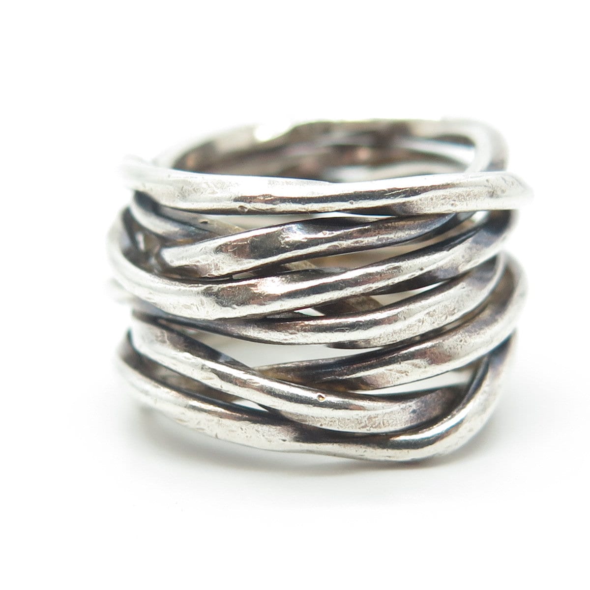 925 Sterling Silver Vintage Multi-Chain Wide Ring Size 6