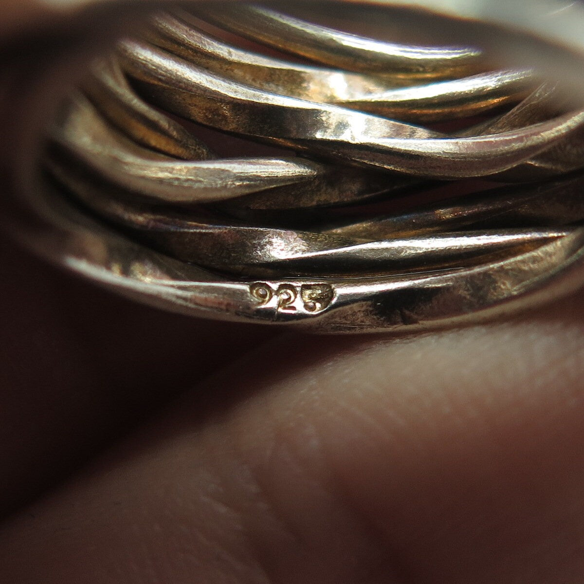 925 Sterling Silver Vintage Multi-Chain Wide Ring Size 6