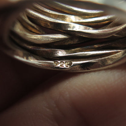 925 Sterling Silver Vintage Multi-Chain Wide Ring Size 6
