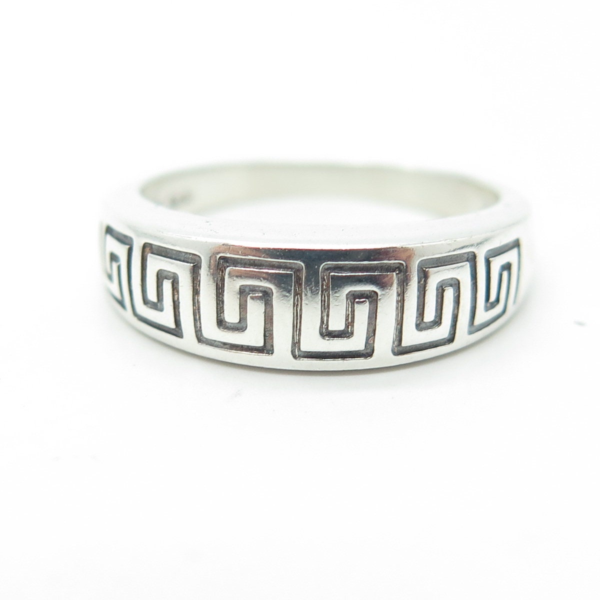 925 Sterling Silver Vintage Greek Maze Ring Size 8.25