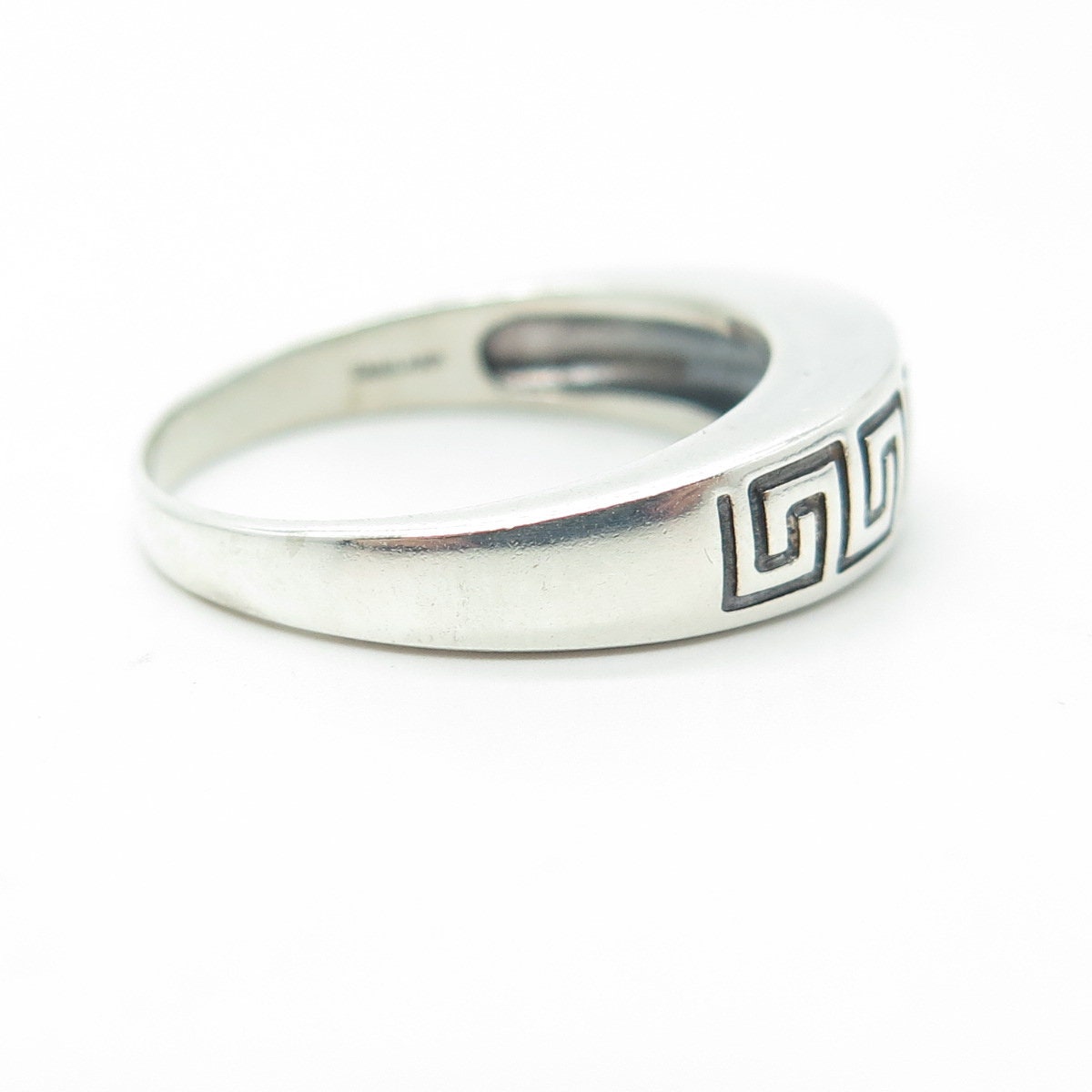 925 Sterling Silver Vintage Greek Maze Ring Size 8.25