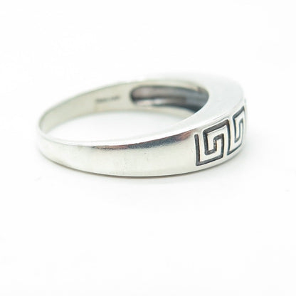 925 Sterling Silver Vintage Greek Maze Ring Size 8.25
