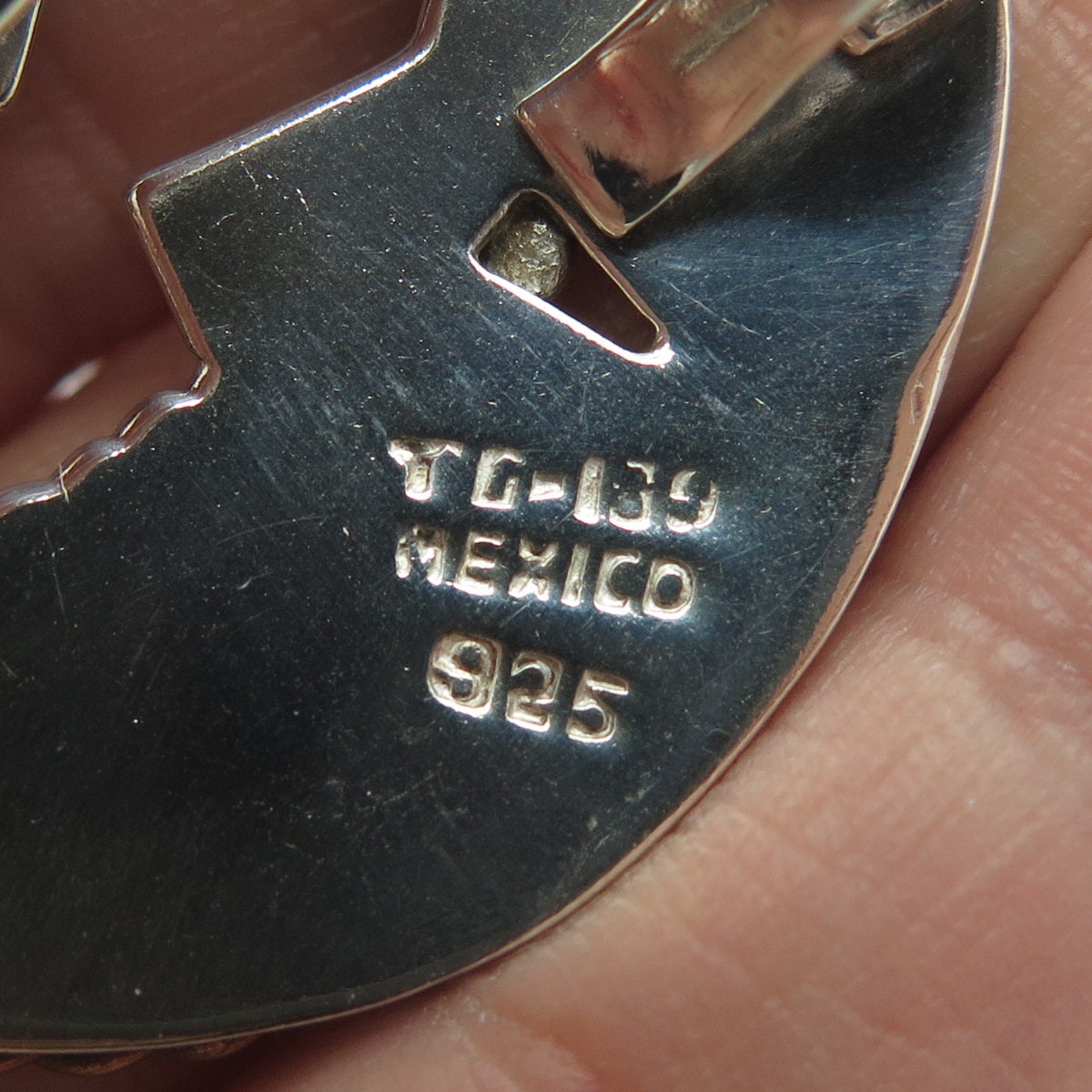 925 Sterling Silver 2-Tone Vintage Mexico Crescent Moon Face & Star Pin Brooch