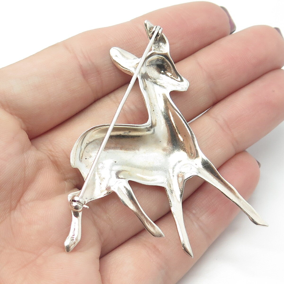 925 Sterling Silver Vintage Bambi Fawn Pin Brooch