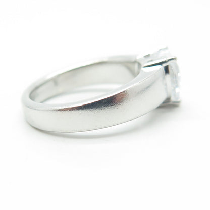 925 Sterling Silver Heart-Cut White C Z Engagement Ring Size 6.75